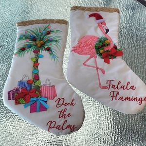 Fa La La Flamingo & Deck the Palms Holiday (2) Stockings